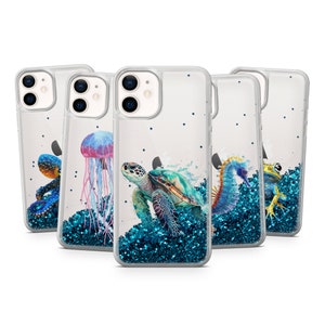 Sea Liquid Glitter Phone Case, Shimmer Glitz Cover for iPhone 15, 15 Pro, 15 Pro Max, 15 Plus, iPhone 14, 13, 12, 11,