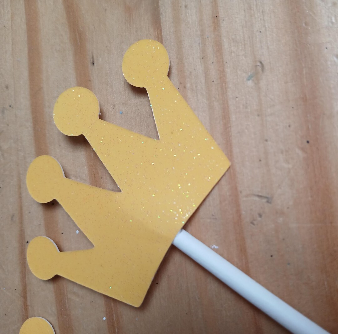 CROWN Cupcake TOPPERS - Gold Glitter Crown - Etsy