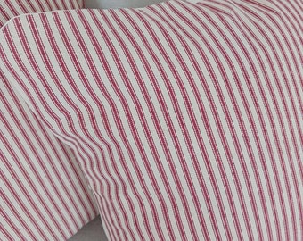 PILLOW TICKING Stripe - Farmhouse COVERS - Set of Two Black, Red, or Blue Pillow Ticking