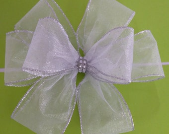 WINTER WHITE BOW - White and Silver Package / Wreath / Tree Bow - Wedding Bow