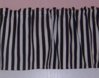 Window CURTAIN VALANCE -STRIPE  Black and white Stripe