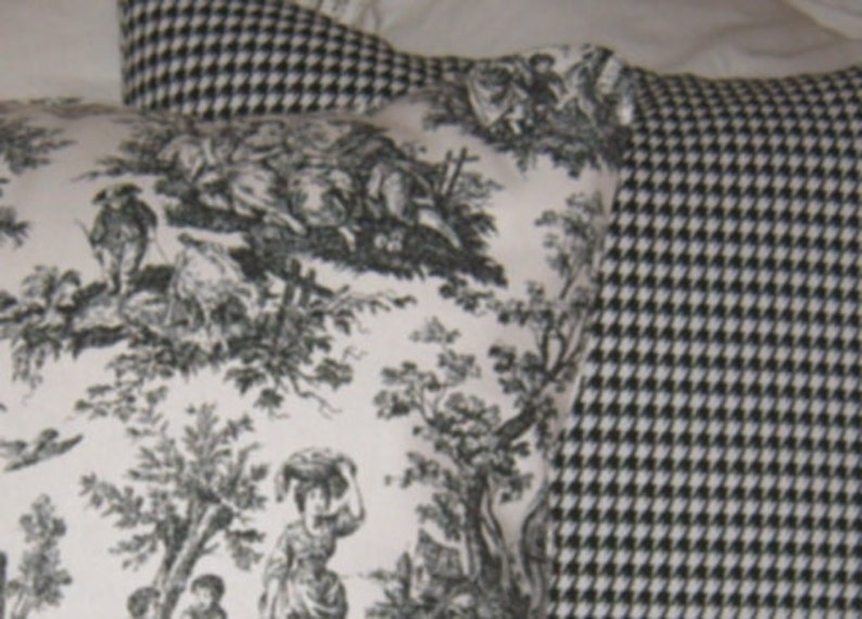 Black TOILE Accent PILLOW Cover Set of Two Black Toile Gingham image 2