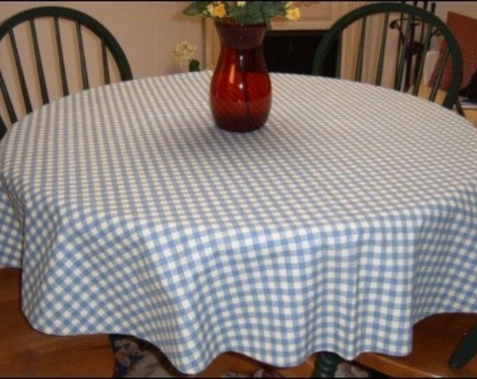 BLUE AND IVORY GINGHAM CHECK TABLECLOTH Etsy