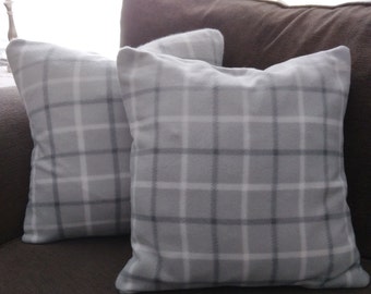 GRAY PLAID PILLOW Slips / Cover - Set of Two Country Farmhouse -Gray Plaid - 18&quot; Square