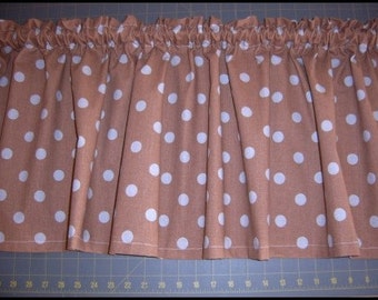 WINDOW Curtain VALANCE Charming  DOTS, Brown and Gray-blue Dots