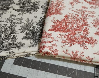 TOILE Reversable PLACEMATS, Cranberry Red Toile to Gingham, BLACK Toile to Gingham