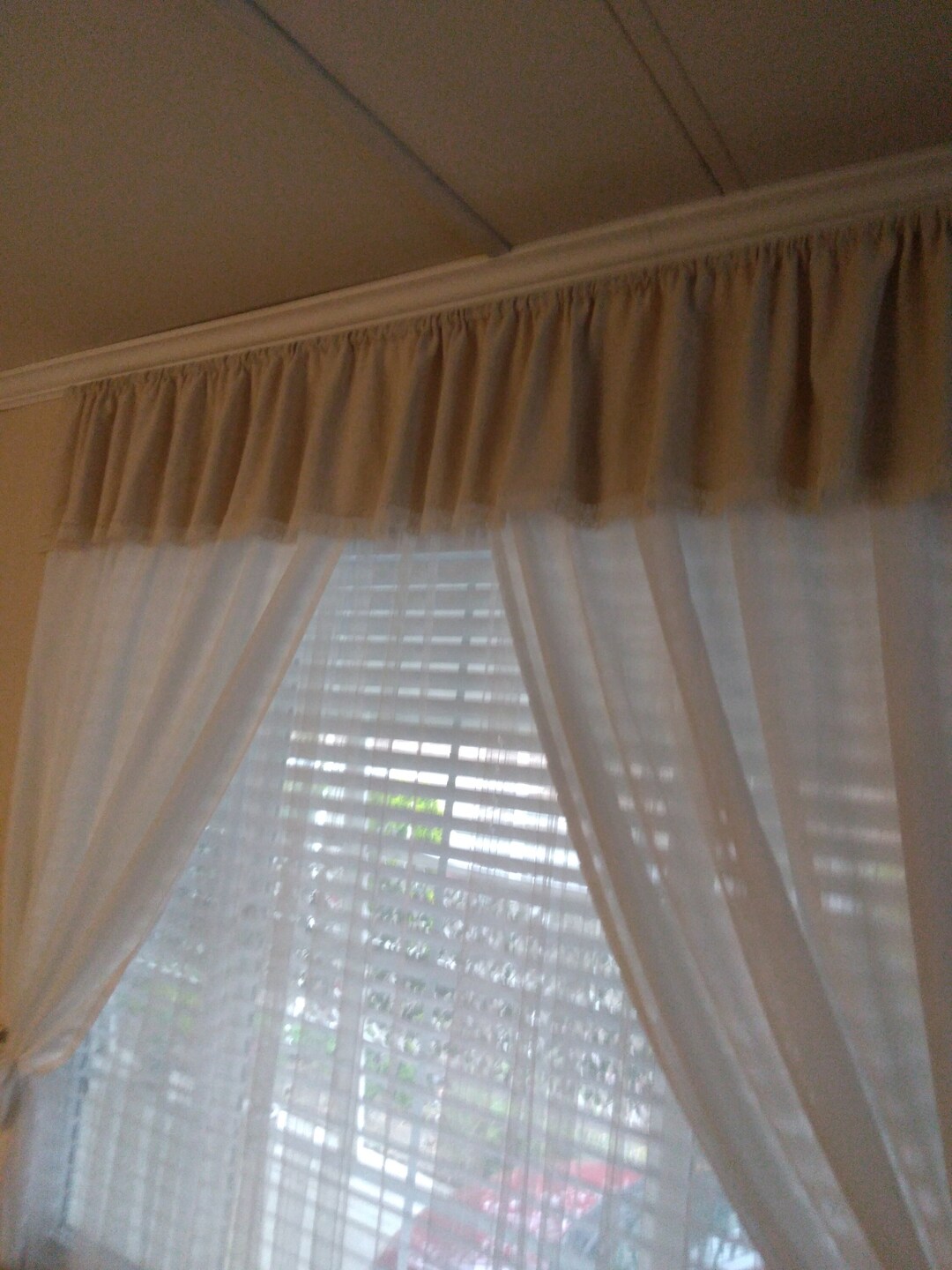 Window CURTAIN VALANCE Beige Drop CLOTH Beige / Tan Cotton Cluny Lace