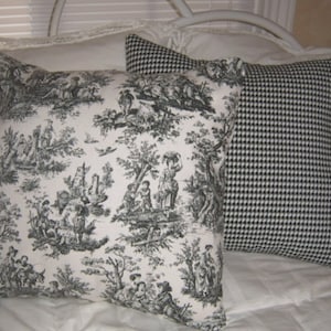 Black TOILE Accent PILLOW Cover Set of Two Black Toile Gingham image 1