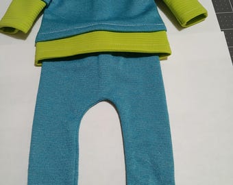 18" DOLL OUTFIT - Turquoise and Lime Green 2 Piece Outfit - Fits  American Girl