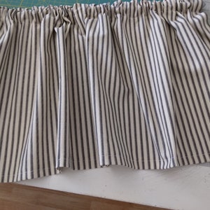 WINDOW Curtain VALANCE - Country Farmhouse TICKING Stripe - Black or Blue