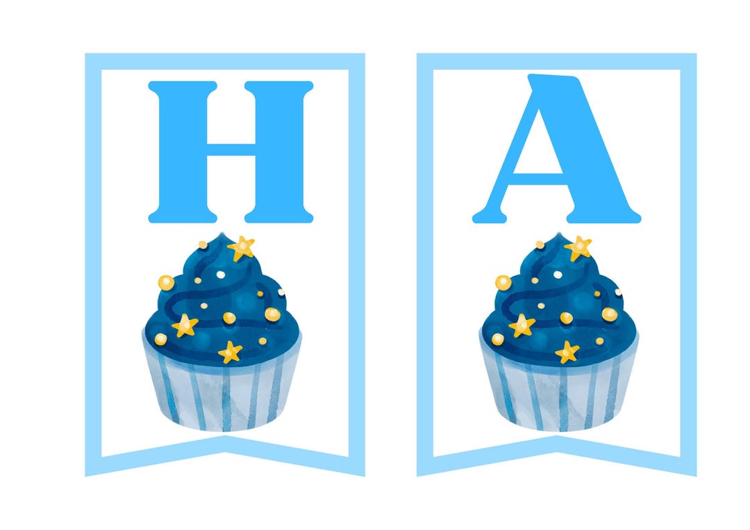 Half Birthday Banner Printable Banner Half Birthday Blue Cupcake
