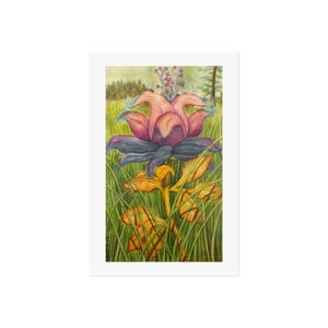 flower drawing beautiful flower colored pencil drawing print nature wall art decor picture home office bedroom decor gift for nature lover