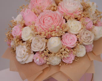 Bouquet luxueux de bougies en cire de soja : décoration florale faite main