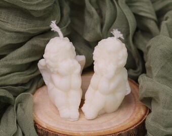 Cherub Angel Candle Favors | Baptism & Christening Gifts | Scented Soy Wax Sculpted Candles Wholesale