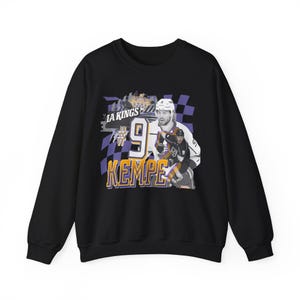Adrian Kempe LA Kings Hockey -- Los Angeles Kings -- Vintage 90s Style Gretzky Era - Forum Blue Crown - Old School Logo Oversized Sweatshirt