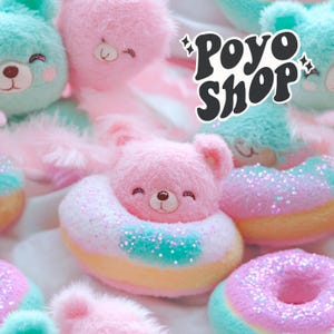 3D niedlichen Pastel Teddybär Donuts Nahtlose Muster japanische Kunst Download digitales Papier Scrapbook Journal Kawaii