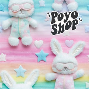 3D Pastell Kawaii Flauschige Bunnies In Pyjamas Nahtlose Muster Sublimation Download Digitales Papier Scrapbook Journal