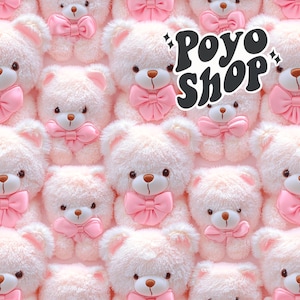 3D niedlichen pelzigen weiche Teddybären hellrosa nahtlose Muster Digitales Papier Kawaii Mädchen Spielzeug Muster