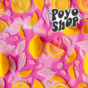 Lemon Seamless Pattern: Tropical Fruit Digital Paper (12x12 inch JPEG)