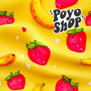 Tissu 3D motif fraises banane papier peint d'été téléchargement numérique motif pique-nique fruits d'été