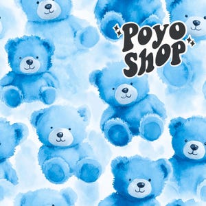 Watercolour Blue Teddy Bears paper its a baby boy blue Seamless pattern Sublimation Download Digital Paper Scrapbook gender reveal pattern