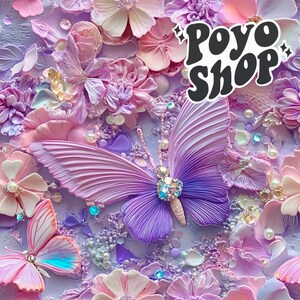 3D lila Schmetterlinge Blumen Muster Nahtlose Muster Stoff pink lila Schmetterling Fantasy Kunst Sublimation Download Digital Papier Scrapbook Journal