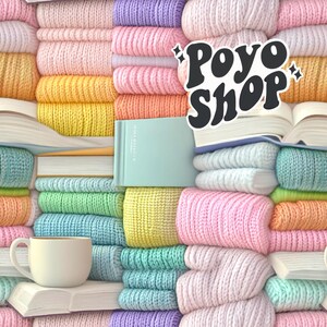 3D knitted Jumpers Winter tea cups digital paper Repeating File Spooky Pattern Fabric Sublimation Paper Craft Tumbler Design Wallpaper