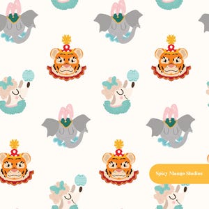 Circus Circus Seamless Pattern in Neutral