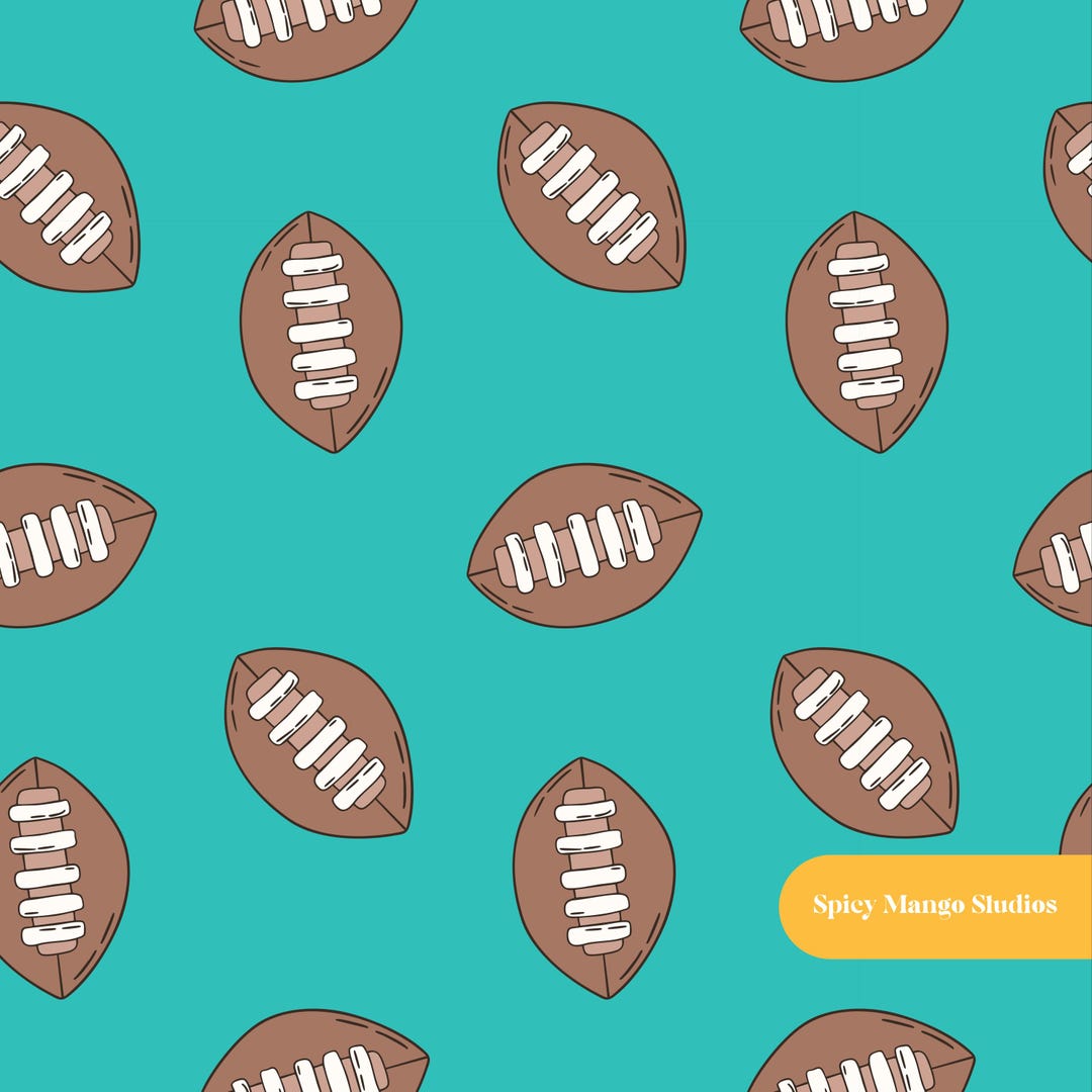 Fall Football Seamless Pattern in Teal - Etsy