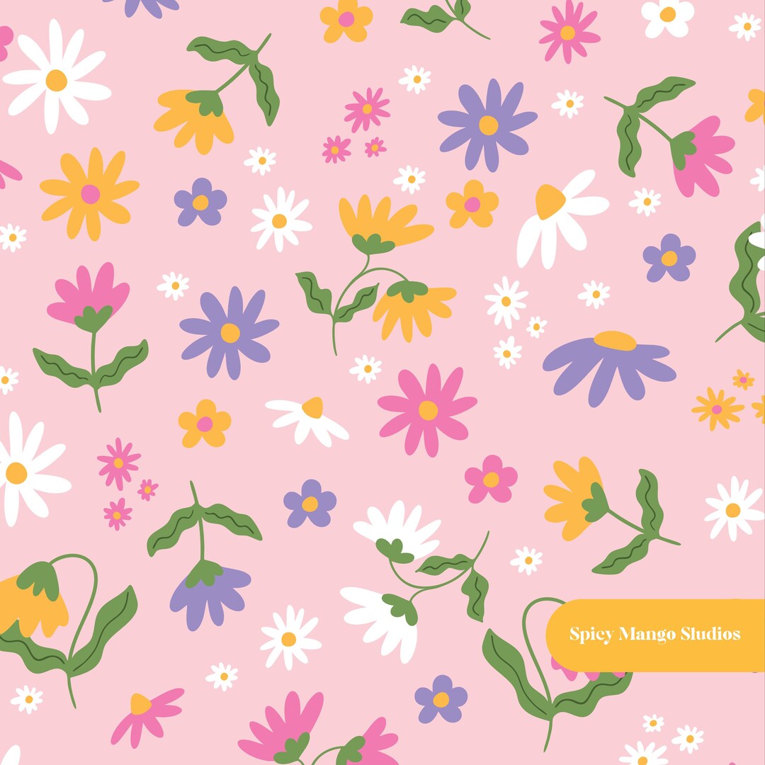 Girl's Spring Floral Seamless Pattern in Pink (instant Download) - Etsy