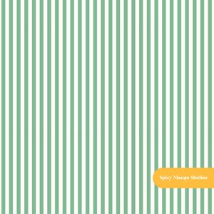 May include: Vertical stripes in a repeating pattern of white and a muted green color. The stripes are evenly spaced. The text "Spicy Mango Studios" is in a yellow rectangle in the lower right corner.