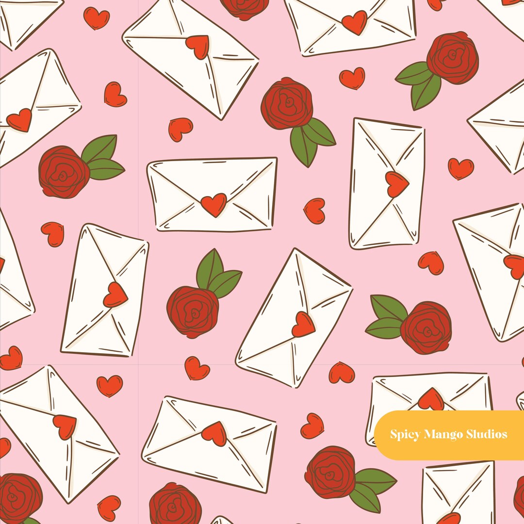 Love Notes Seamless Pattern in Pink - Etsy