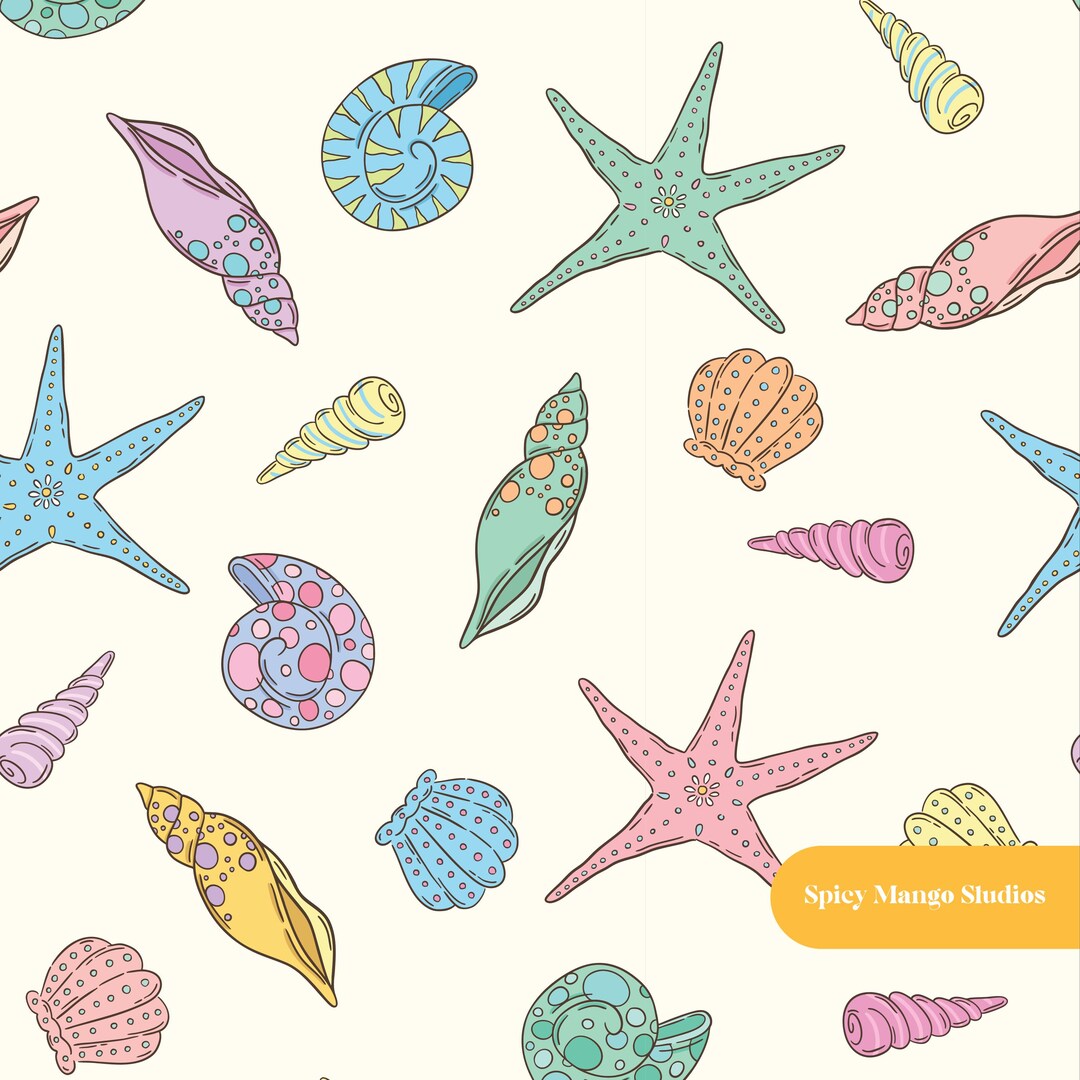 Seeshell Pattern Seashell Seamless Pattern in Neutral - Etsy