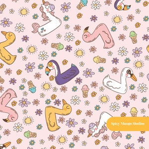 Summer Floaties Seamless Pattern in Pink
