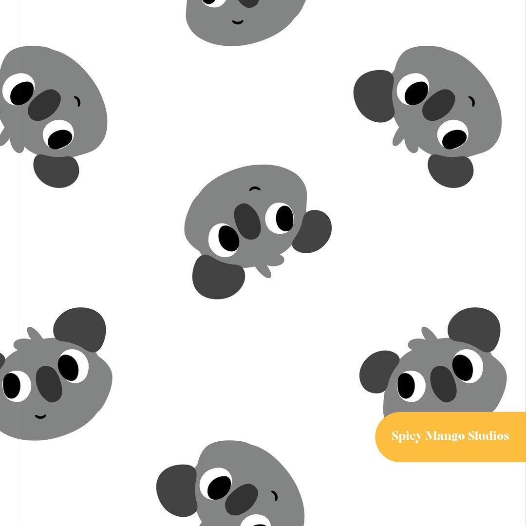 Happy Koala Seamless Pattern in White - Etsy
