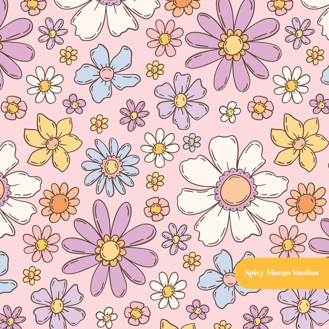 Posh Spring Pattern Happy Spring Floral Seamless Pattern in Pink - Etsy