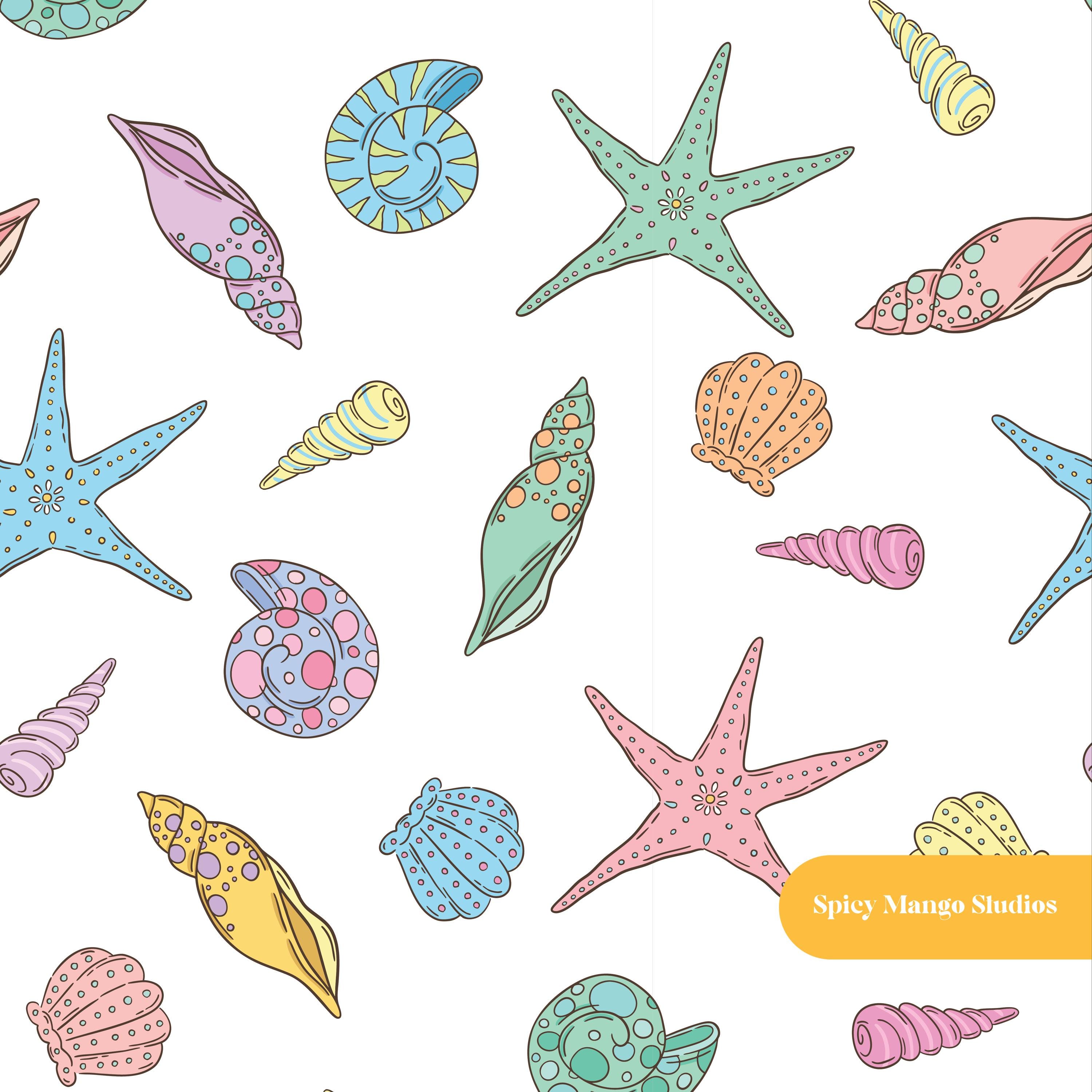 Seashell Pattern Simple White Seashell Seamless Pattern in White - Etsy