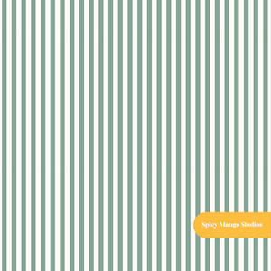 May include: A repeating pattern of vertical stripes in muted sage green and white. In the bottom right corner, there is a rounded yellow rectangular label containing the white text Spicy Mango Studios, which is clearly visible against the background.