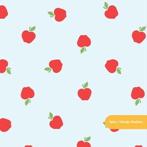 Happy Apples Seamless Pattern in Light Blue