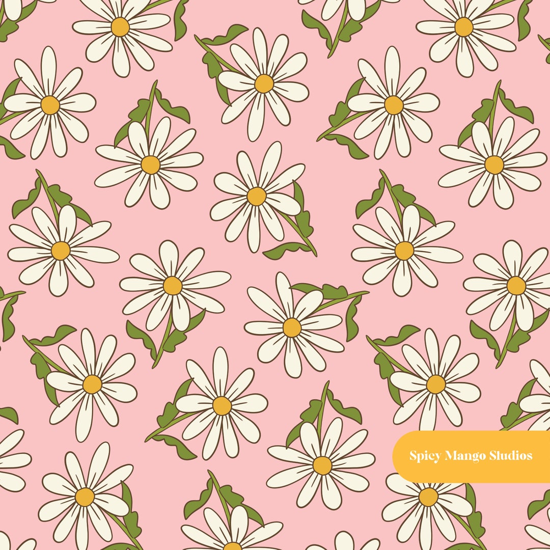 Spring Daisy Seamless Pattern in Pink - Etsy