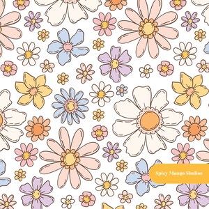 Happy Spring Floral Seamless Pattern in White - Etsy