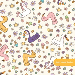 Summer Floaties Seamless Pattern in Neutral
