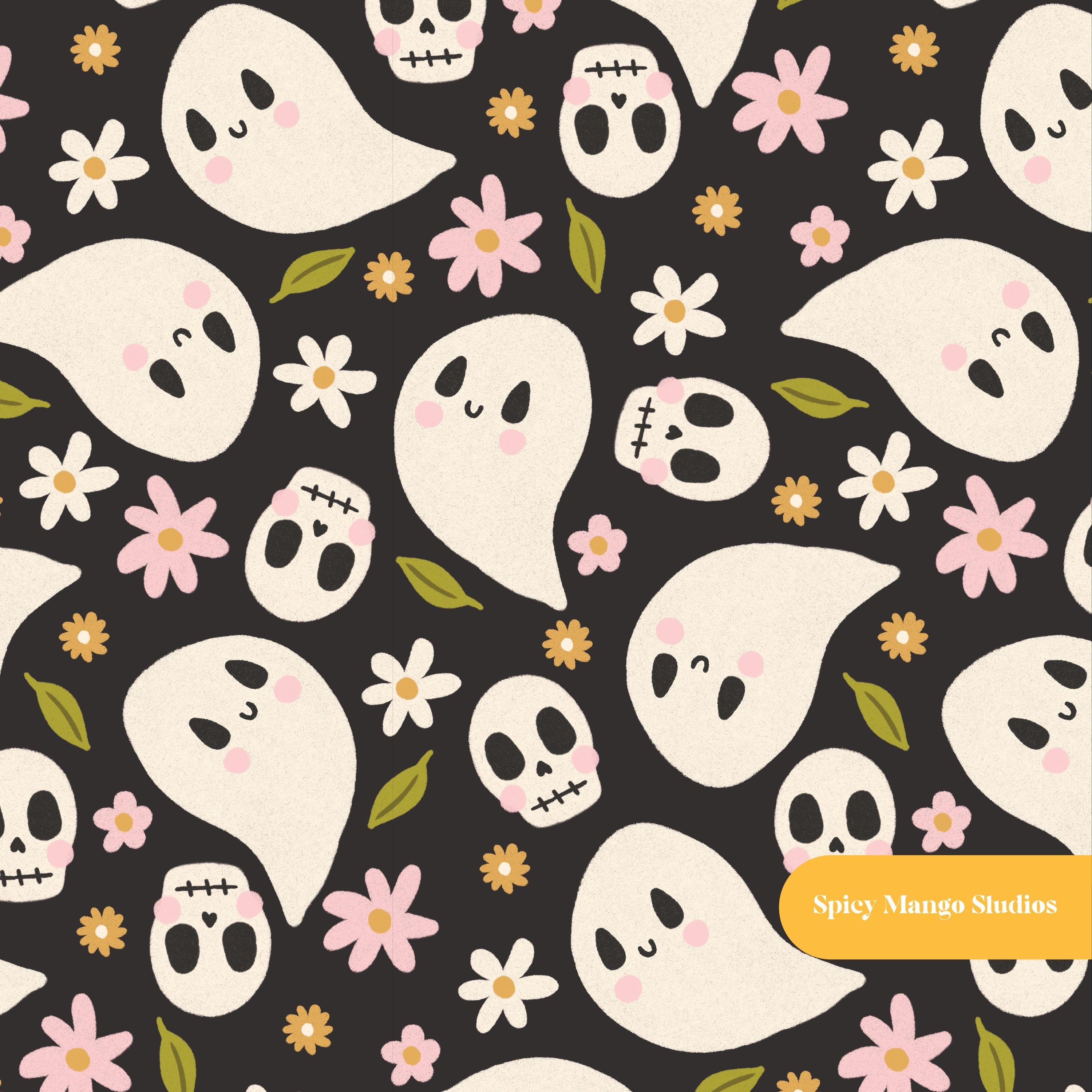 Spooky Vibes Seamless Pattern in Black - Etsy