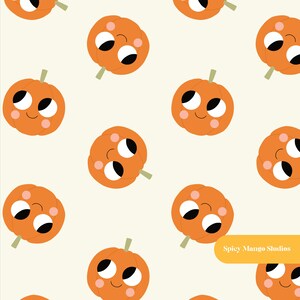 Pumpkin Cuteness Seamless Pattern in Neutral