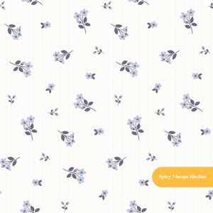 Tela azul para habitación infantil con estampado floral vintage sin costuras, papel digital de descarga instantánea.
