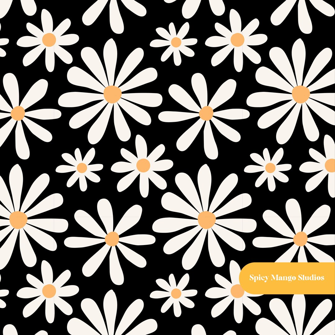 Daisy Dreams Floral Seamless Pattern in Black - Etsy