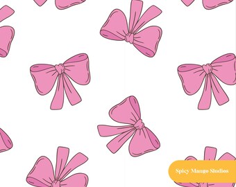Pink Bows Seamless Pattern: Girly Fabric Design (Digital Download)