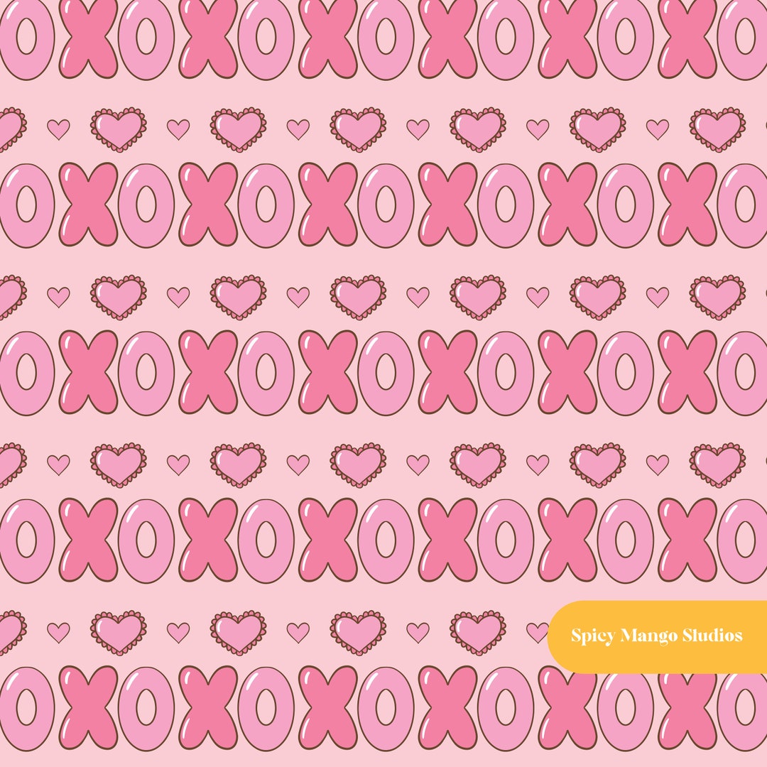 XOXO Stripe Valentine's Seamless Pattern in Pink - Etsy