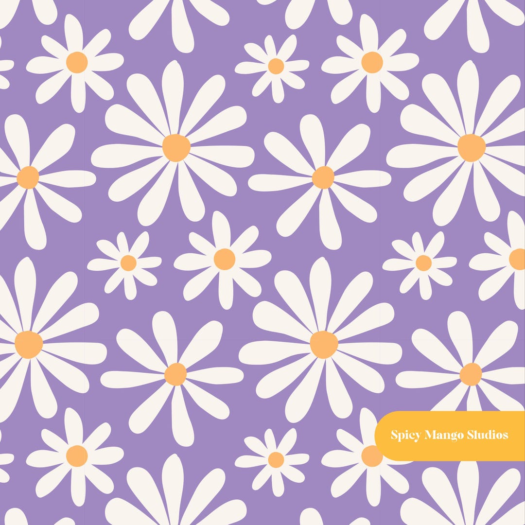Daisy Dreams Floral Seamless Pattern in Purple - Etsy