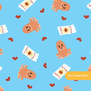 Kawaii Hots Dogs Seamless Pattern in Sky Blue